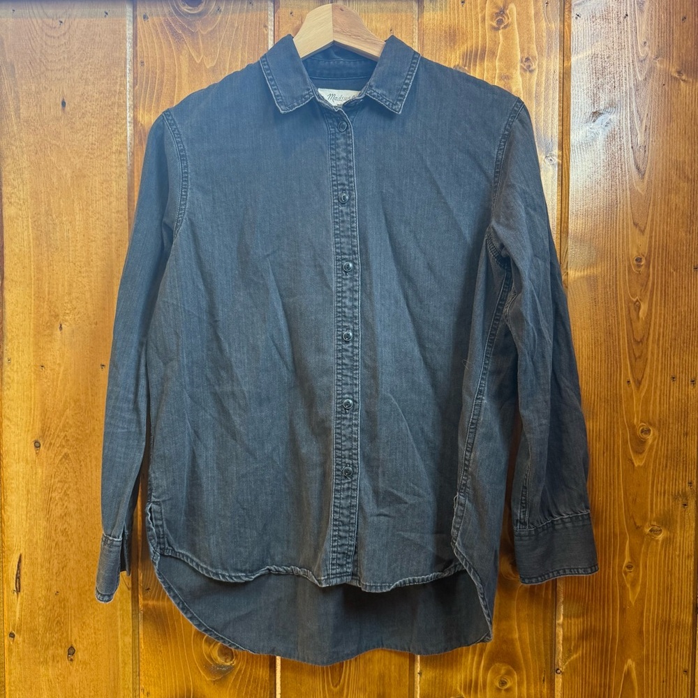 Madewell Black Denim Long-Sleeved Button Down Shirt